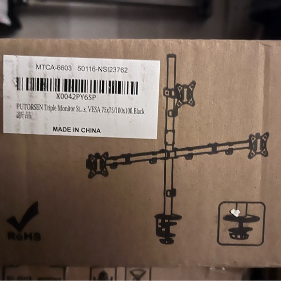 PUTORSEN Triple Monitor Stand for 17"-35" Monitors, 80cm Tall Pole Triple - Picture 9 of 9